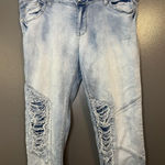 Blue Topic Jeans Womens 17/18 Light Wash Distressed Ripped Knee Skinny Stretch Photo 1