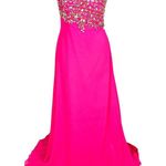 Envious Couture Prom One Shoulder Jeweled Fuchsia Pink Gown Size 8 Dress Pageant Photo 1