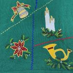 Victoria Jones  Christmas Sweater Size Medium Beads Embroidered Green Tree Ribbon Photo 1