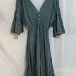 Free People Boho Green Embroidered Wide Leg Jumpsuit Size XS Photo 0