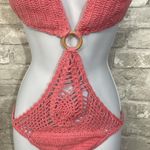 Bali Chic Pink Crochet one piece bathing suit Size L Photo 1