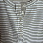 Aerie  Henley No BS Tank Top Tan White Stripe Size Medium Photo 5