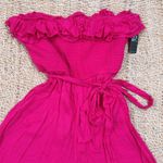 New York & Co. Women's Pink Strapless Tie-Waist Ruffle Romper Size L Photo 3
