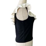 H&M  Black White Flounced One Shoulder Sleeveless Ruffle Blouse Crop Tank Top Photo 3