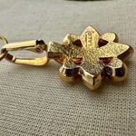 Vintage S.A.L. Gold Tone Clear Swarovski Crystals Flower Pendant Necklace Photo 8
