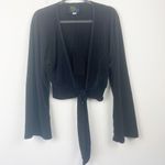 Blue Life  CRYSTAL‎ PLEATED KIMONO TIE FRONT TOP RIBBED BLACK KNOTTED KNOT XS/S Photo 2
