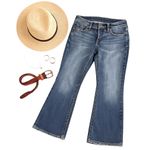 Ariat  Denim Jeans Bootcut Medium Wash Distressed Hem ~ Size 10, See Measurements Photo 1