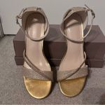 SheIn Women’s Champagne Glitter Open-Toe Low-Heeled Ankle Strap Sandals Photo 4