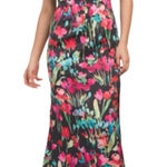 Liv Foster Dress Floral Printed Satin Long Maxi Open Lace Up Back Mermaid NEW Black Size 2 Photo 0