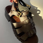 Y2K brown faux leather chunky fisherman sandals 🔥 Black Size 9 Photo 0