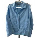 Eleven Stitch Light Blue Women's Long Sleeve Blouse, Size M Size M Photo 0