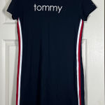 Tommy Hilfiger  Navy Blue Embroidered Logo Short Sleeve Midi Dress Size Small Photo 0
