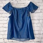 J.Crew  Chambray Cotton Off the Shoulder Blouse Size Medium‎ Photo 1