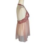 Victoria's Secret  Babydoll Night Dress Women's L Pink Deep V Mesh Floral Lace Photo 5