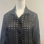 Ellen Tracy Linda Allard Sheer Check-Pattern Blouse/Cover Up Photo 2