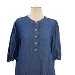 J.Crew ‎ Puff-sleeve Denim Popover Dress Shift Dark Wash Blue Size XL Photo 3