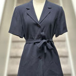 Talbots NEW Vintage 1994  Washed Silk Belted Shirt Jacket Blouse Navy Women’s 12 Photo 0