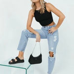 Princess Polly  Jeans Size 4 High Rise Distressed Raw Hem Festival Grunge NWT Photo 0