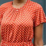 💕STINE GOYA💕 Caitlin Midi Dress ~ Rust Orange Polka Dot Print Medium Photo 4