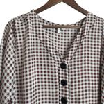 Cato  Women Top 18/20 Brown‎ Check Popover High Low Hem Cowgirl Western Casual Photo 10