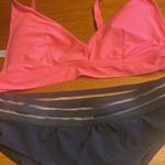 Aerie  pink bikini top and black new shein bottom size lg Photo 1