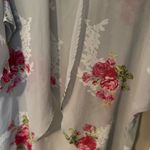 Gray open front chiffon gray & floral kimono jacket beach cover up. Size 2X Photo 4