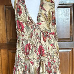 Free People Tiered Layered Floral Bird Print Blouse Top Tunic Small Boho Photo 0