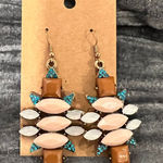 Elegant Brown and Pink Dangle Earrings Blue Photo 0