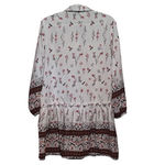 Unknown Brand Women's Cream Floral Brown Peach‎ Green Half Button Dress Size S Photo 1