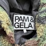 Pam & Gela Faux Sherpa Zip Hoodie in Army Camo Photo 2