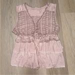 POL  Pink Boho Whimsical Vest Tie Up Top - Size Large Photo 0