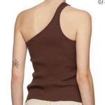 Lacausa  Chocolate Brown Ribbed One Shoulder Stretch Tank Top Small Photo 1