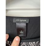 Ann Taylor  Black Lace Overlay Top Women's Size Small Short Sleeve Shell‎ Career Photo 1