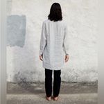 Esby apparel Linen popover Iris tunic blouse long sleeve Cloud pinstripe M Gray Size M Photo 3