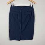 Brooks Brothers Loro Piana Pencil Skirt 4 Petite Navy Stretch Wool Pinstripe 4P Photo 4