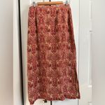 Talbots  100% silk Red and Gold Paisley Maxi Skirt Size 10 Photo 4