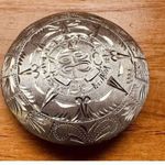 925 Sterling Silver Aztec Mayan Calendar Sun Dial Pin Brooch Pendant 12.96g VTG Photo 5