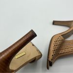 Louise et Cie Olivia Sz 5.5 Perforated Open Toe Heels Tan Sandals Photo 9