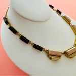 Fossil Deco Statement Necklace Gold Pink Grey Crystal Lobster Clasp Photo 2