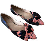 Anthropologie  Shoe SlipOn Bow Floral Print Satin Point Toe Blue Pink Blk. 8.5 Photo 0