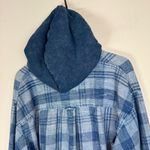 American Eagle Womens Cropped Flannel Button Down Sz XL Hooded Distressed Photo 12
