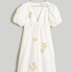 Madewell  Annamarie White Floral Puff Sleeve V-Neck Mini Dress Size 0 Photo 3