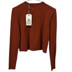 Jason Scott Red Sand Cropped Long Sleeve Sweatshirt Crew Neck Peru Womens XS Orange Photo 5