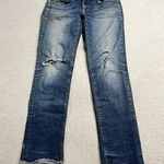 Loft Dark Wash Modern Straight Jeans Raw Hem Size 6 / 28 EUC Photo 0