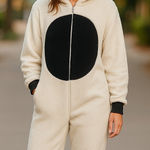 Faded Glory  Womens Costume‎ Size Small 4 6 Cream Black Panda Romper Sleeper Photo 0