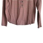 Madewell Women Top S Red Tan Striped 1/4 Button Popover Soft Rustic Western Photo 3