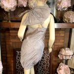 BY MALENE BIRGER TAUPE SILK RUFFLE DRESS WITH ONE SHOULDER BOW ACCENT (S) Tan Photo 3