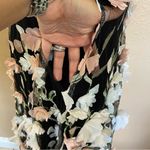 Lulus Black Mesh 3D Floral Embroidered Midi Dress Photo 5