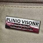 Plinio Visona  Vibrant Pink Leather Shoulder Bag Red Suede Panel Large Hobo Photo 2