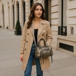 Botkier 🆕  Logan Convertible Leather Boston Satchel Bag in Metallic Pewter Photo 1